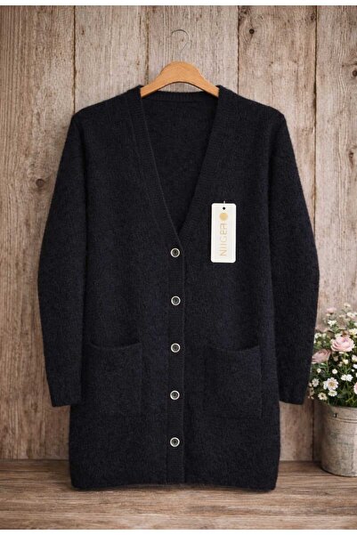 MODA VEDAT Women's Double Pocket Bearded Soft Cardigan -0370