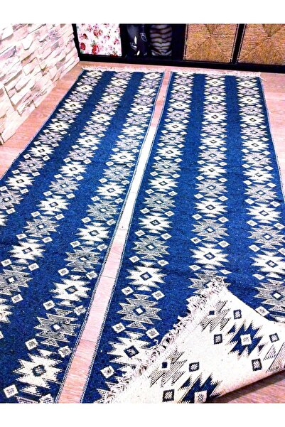 OEM 1+1 Traditional Rugs, Double-Sided, Size 60 x 300 cm, Blue and Cream, Mod...