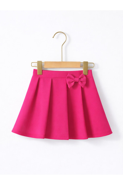 MRDN MODA Fustă mini plisată pentru fetițe, cu talie elastică și detaliu fundă