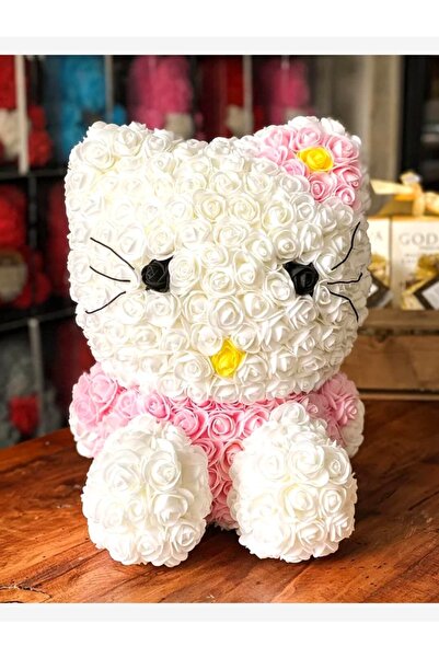 naniland.ro Decorative Kitten Made of Artificial Roses – Romantic Gift 35cm