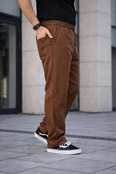 BLACK MODBLACK Ozbay Men's Linen Pocketed Chimay Stitched Jogger Buggy Pants ...