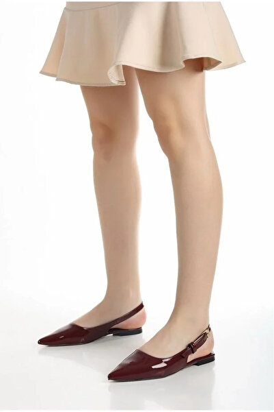 BLACK MODBLACK Ozbay Ummar Bordo Patent Leather Ballet Shoes 1152714