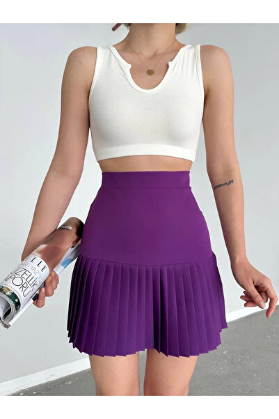 BLACK MODBLACK Ozbay Six-Pleated Mini Skirt Purple S24705 1152714