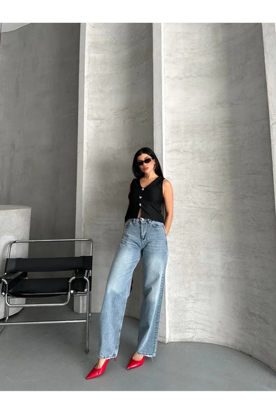 BLACK MODBLACK Ozbay palazzo straight snow wash jeans blue d2008 1152714