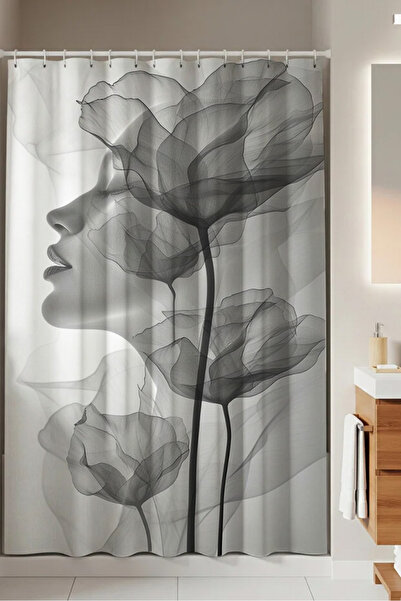 PrintiesPlus Dekoratif Kadin ve Çicek Duş Perdesi 1x160x200 Banyo Perdesi TAB...
