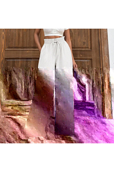 BLACK MODBLACK White linen tie-front trousers