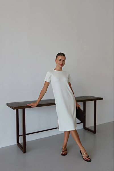 BLACK MODBLACK Ozbay modal slit dress white pt 1152714