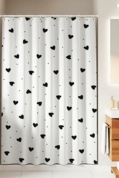 PrintiesPlus Dekoratif Siyah Kalpli Duş Perdesi 1x160x200 Banyo Perdesi TABLO...