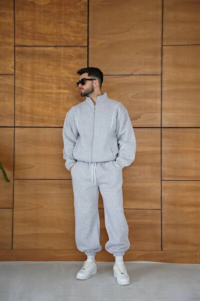 BLACK MODBLACK Ozbay Men's Premium Piece-Made Tracksuit Set - Stand-Up Collar...