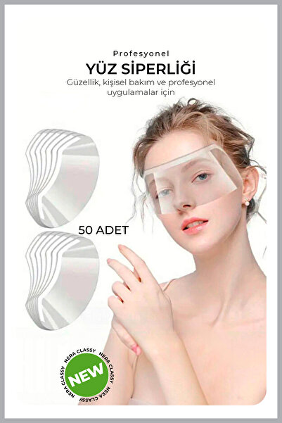 GXMPRO 50 Adet Şeffaf Siperlik Yüz Maskesi - Saç Kesim Bandı Şeffaf Yüz Koruy...