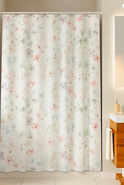 PrintiesPlus Dekoratif Soft Çicekler Duş Perdesi 1x160x200 Banyo Perdesi TABL...