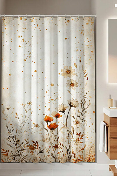 PrintiesPlus Dekoratif Gelincik ve Papatya Duş Perdesi 1x160x200 Banyo Perdes...