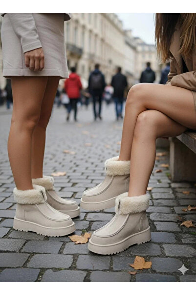 BLACK MODBLACK Ozbay Zi̇nya Beige Suede Boots 1152714