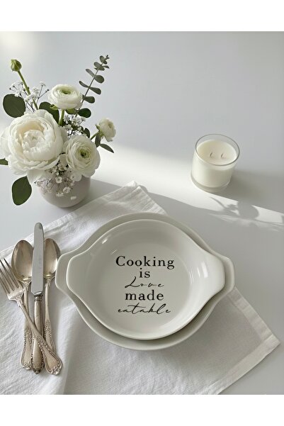 Linden Art Porcelain Cooking is Love Made Eatable 2'li Tabak