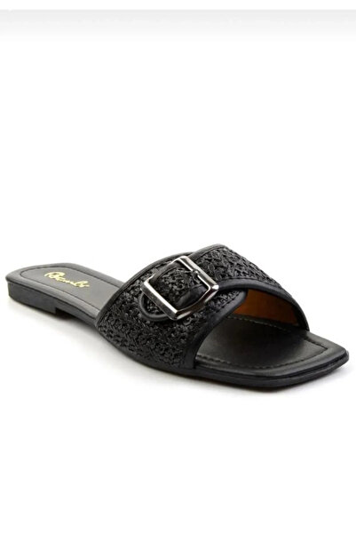 BLACK MODBLACK Ozbay Revi̇n Black Leather Slippers 1152714