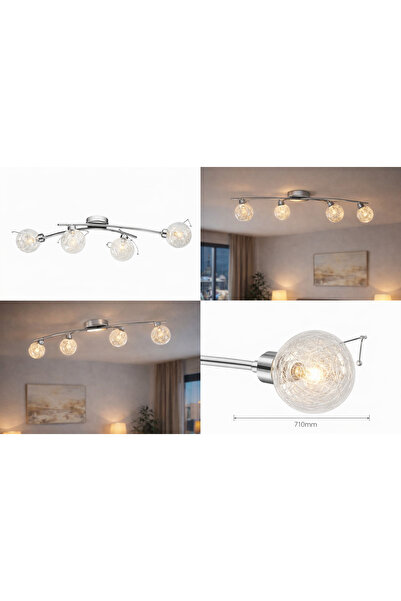 Eglo Plafonieră Zylis 32213, 4xG9, Max. 4x33W, IP20, Oțel și Sticlă, Interior