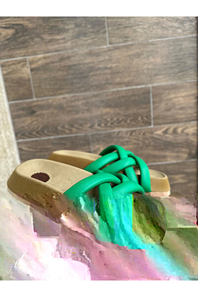 BLACK MODBLACK Tenda Green Skin Slippers