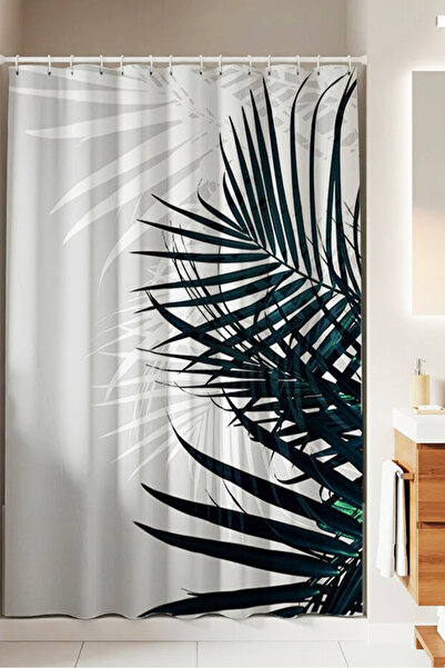 PrintiesPlus Dekoratif Tropik Yapraklar Duş Perdesi 1x160x200 Banyo Perdesi T...