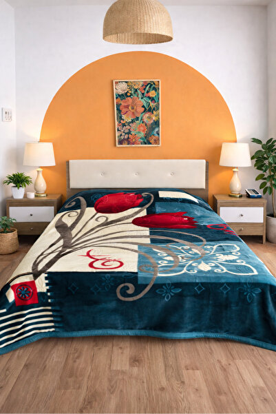 Aslan 220x240 Çift Katlı Embos Battaniye (6 Kg) - Safir Lale