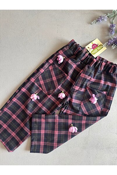 Purdy Plum Plaid Patterned Cotton Children's Trousers
