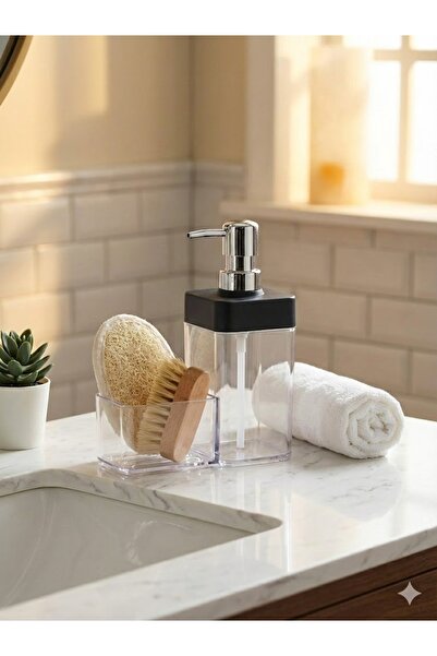 Hagen Wooden Look Sponge Liquid Soap Dispenser Set Bathroom Set Premium Quality