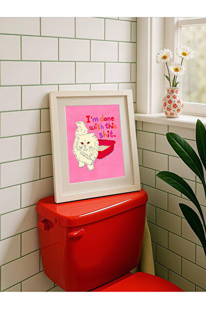 Taranist Kağıt Poster - Kedi Tuvaletim Bitti İllüstrasyonu - Eğlenceli Kedi P...