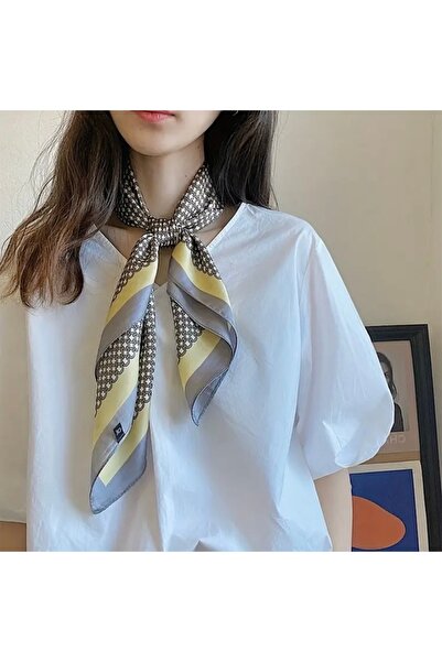 Accessories Hei Brown Patterned Stylish Silk-Look Women's Accessory Scarf Fou...