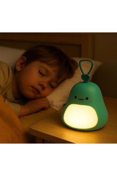 ZİVENTA Sevimli Avokado Masa*Gece Lambası 3 Kademe Işık RGB Mod USB Şarj Sili...