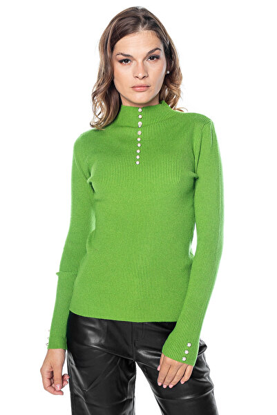 Jolenttine Pearl Turtleneck Sweater, Green