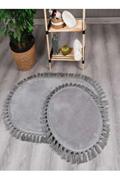 YASEM HOME Modern Dekoratif Peluş Oval Ponpon Saçaklı Klozet Banyo Paspası Ta...