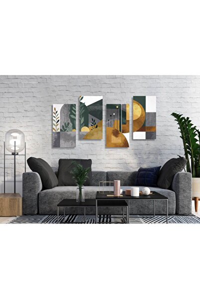 M&H Quality 6’lı Siyah Gold Minimal Botanik Tablo Seti – Modern Duvar Dekoru