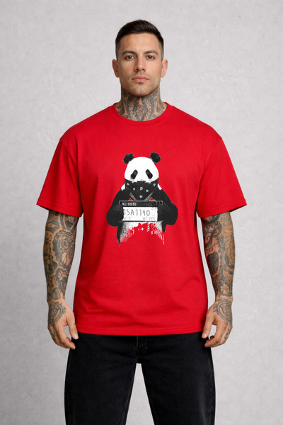 LORVEX T-Shirt Oversized Comfortable Fit Sorgu Panda Printed 100% Cotton