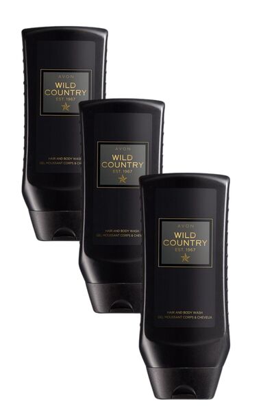 AVON Set 3 x Gel de dus pentru par si corp Wild Country, 250ml + Cadou Inimio...