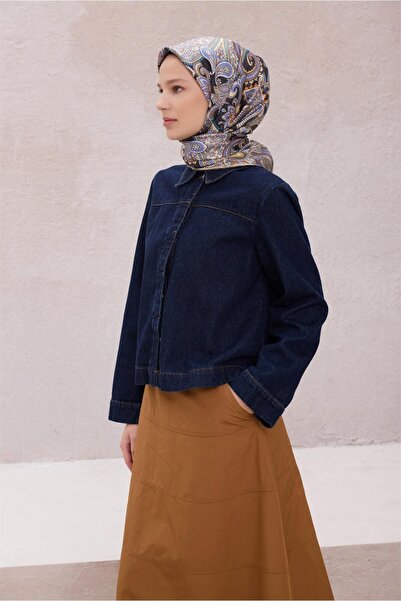 Belli Eșarfă din mătase pură Tivil IST 4202 - 88 Gri cu model etnic