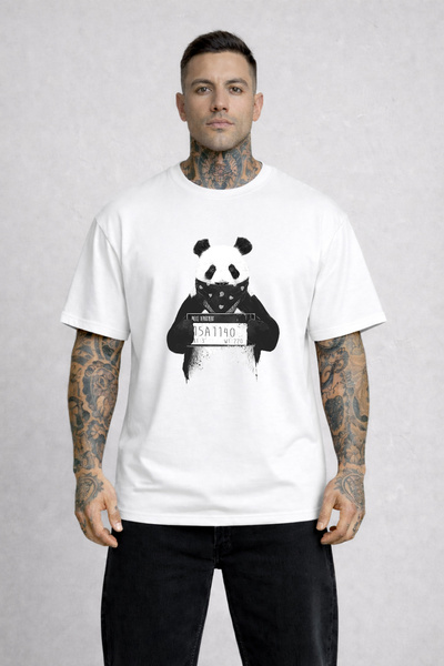LORVEX T-Shirt Oversized Comfortable Fit Sorgu Panda Printed 100% Cotton
