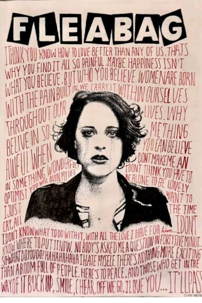 Taranist Kağıt Poster - Fleabag Tipografi ve Portre Tasarımı - Dizi Temalı Sa...