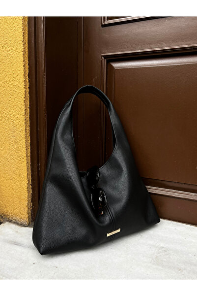 Amberley Rome | Siyah Vegan Deri Hobo Çanta