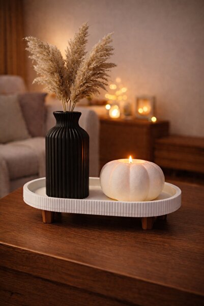 ND Shopping Modern Decorative Set of 3 – Mini Coffee Table, Black Vase and Ca...