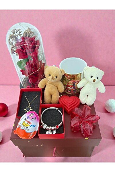 idetta 14 Şubat Sevgililer Günü Hediye Kutusu Kinder Joy, Charm , Kolye , Fan...