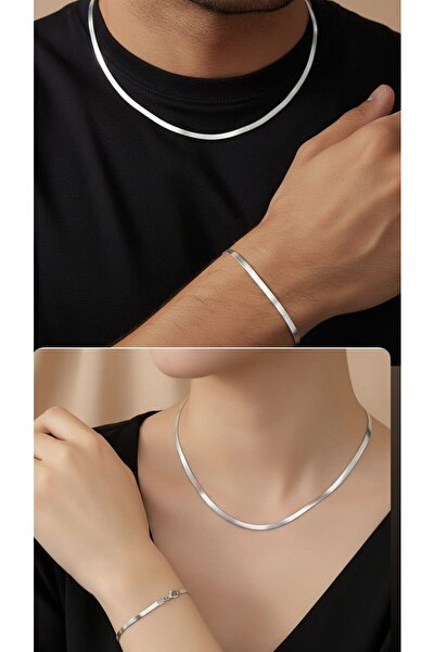 Miyoste Sevgililer Gününe Özel Kadın/Erkek Paslanmaz Çelik İtalyan Yassı Koly...