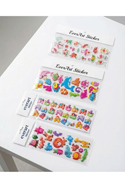 everart Sticker Sevimli Karakterler Çocuk Sticker 4Adet Sticker