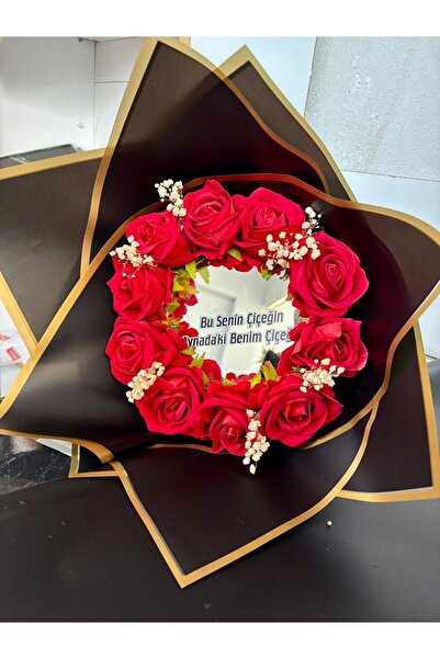 Teknoloji group aynalı kırmızı gül buketi(yapay)