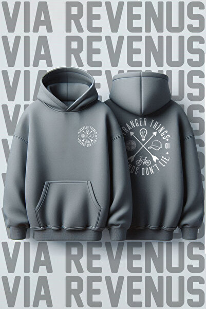 Vordevia Stranger Things Symbol Printed Unisex Oversized Hooded Sweatshirt Sp...