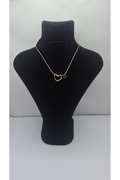 ahsenaksesuar2025 Stainless Steel Gold Color Heart Detailed Letter Necklace –...