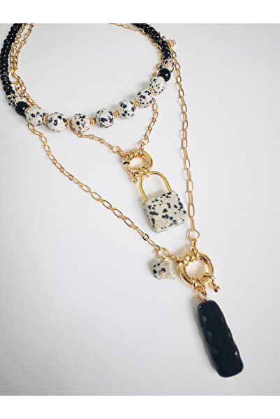 DEVİ fashion Jasper Natural Stone Separate Combination Necklace