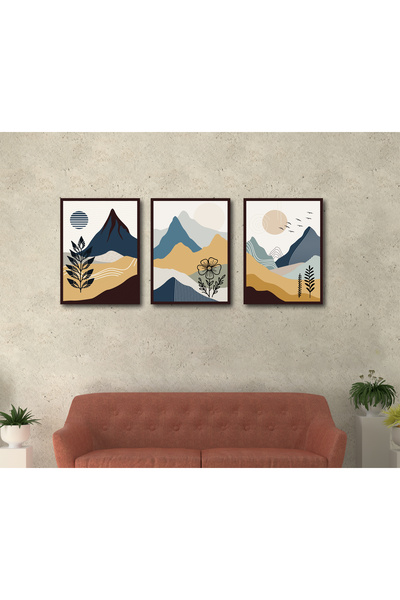 M&H Quality 3-Piece Mdf Painting Set 20X30 cm Modern Mountain Landscape Wall ...