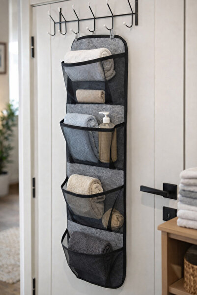 MultiTrendy Organizator gri pentru spatele ușii, cu 4 buzunare, organizator s...