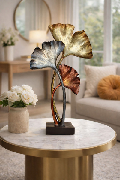 Hanlar Home Dekoratif Dev Yaprak Biblo 50cm Metalik Boya