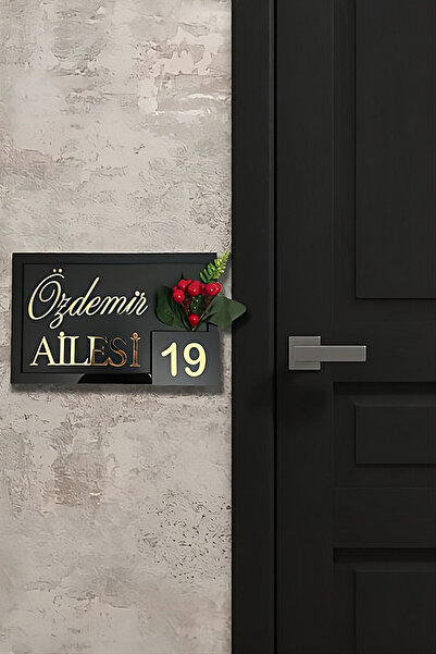 kıvırcık Kişiye Özel Aile İsmi ve Kapı Numarası Tabelası Kapı Süsü Kokina Çiç...