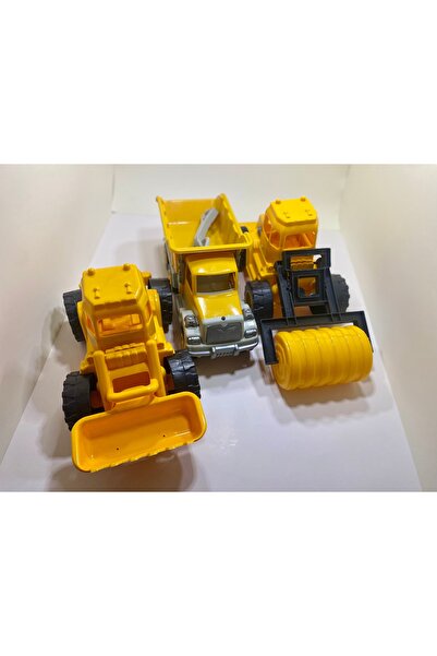 DF ToyShop 3’LÜ BÜYÜK YOL YAPIM SETİ KEPÇE SİLİNDİR KAMYON 30 CM